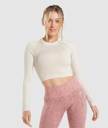 Corp Tops Gymshark Adapt Fleck Seamless Long Sleeve Mujer Blancas | CO 2534QMA